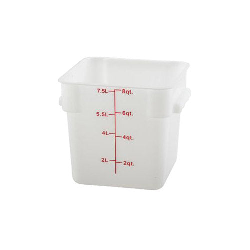 Winco PESC-8 8 Qt Polypropylene White Square Food Container - VRS Restaurant Equipment & Supply Store