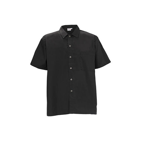 Winco UNF-1KXL Black Poly-Cotton Blend Short Sleeved Chef Shirt – Extra Large - VRS Restaurant Equipment & Supply Store