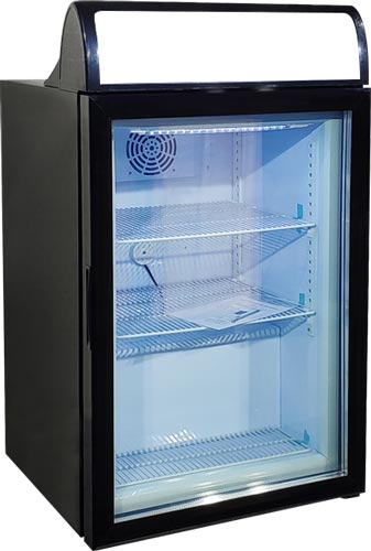 Omcan 23″ Countertop Display Freezer with Top Lightbox, 98 Liter (3.46 cu.ft.) Capacity, Black