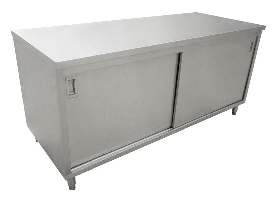 Omcan 44188 - 24″ x 72″ Stainless Steel Worktable With Cabinets and Sliding Door