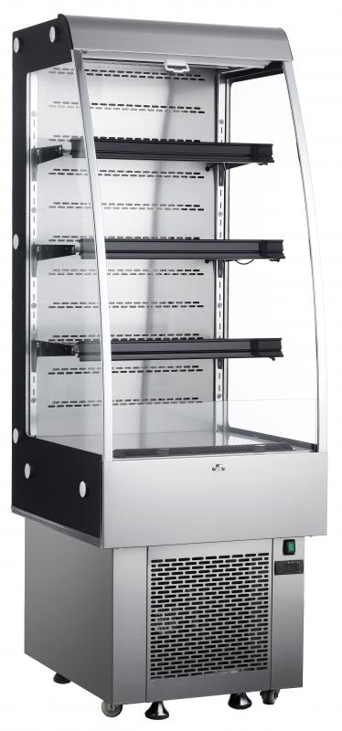 Omcan 24” Grab-and-Go Open Refrigerated Floor Self-Serve Display Case with 9cu.ft. (252L) Capacity, Silver – 110V, 138W