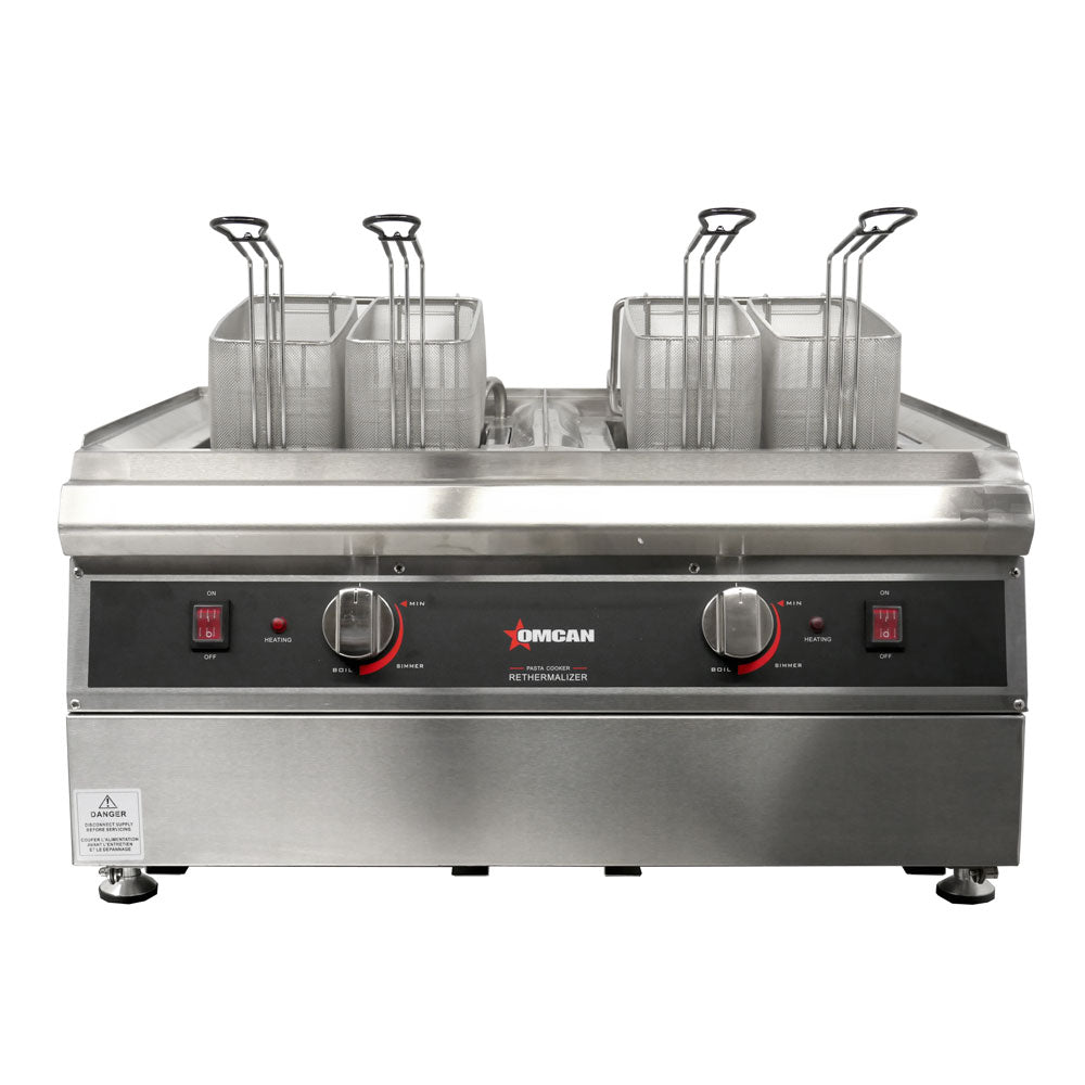Omcan Double Tank Electric Pasta Cooker with Two 9L Capacity