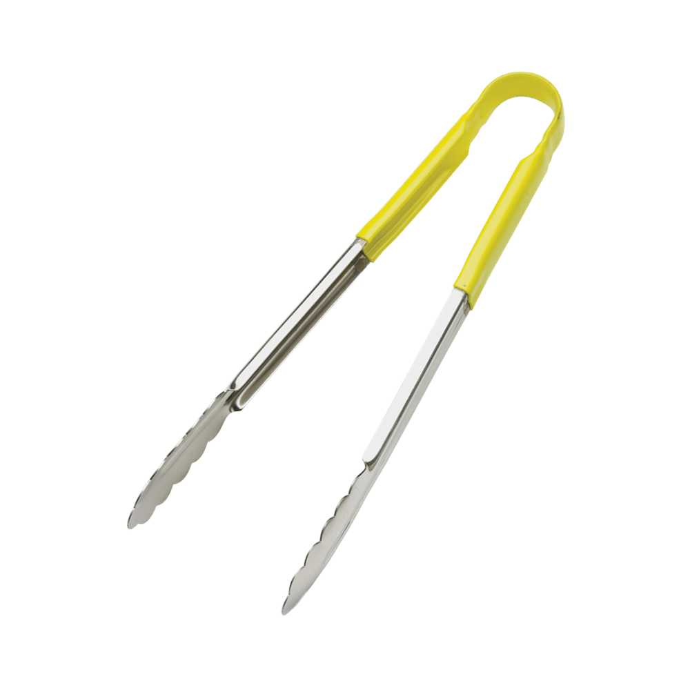 Browne 5512YL Yellow Colour-Coded Tongs, 12 in, Stainless Steel - product image
