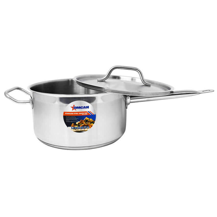 Omcan 80435 - 7.5 qt Stainless Steel Sauce Pan with Lid and Handle