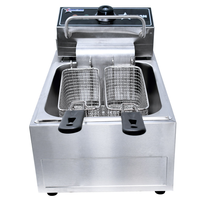 Omcan 6 Qt (7 Liters) Single Countertop Electric Fryer – 110V, 1Ph, 1350W