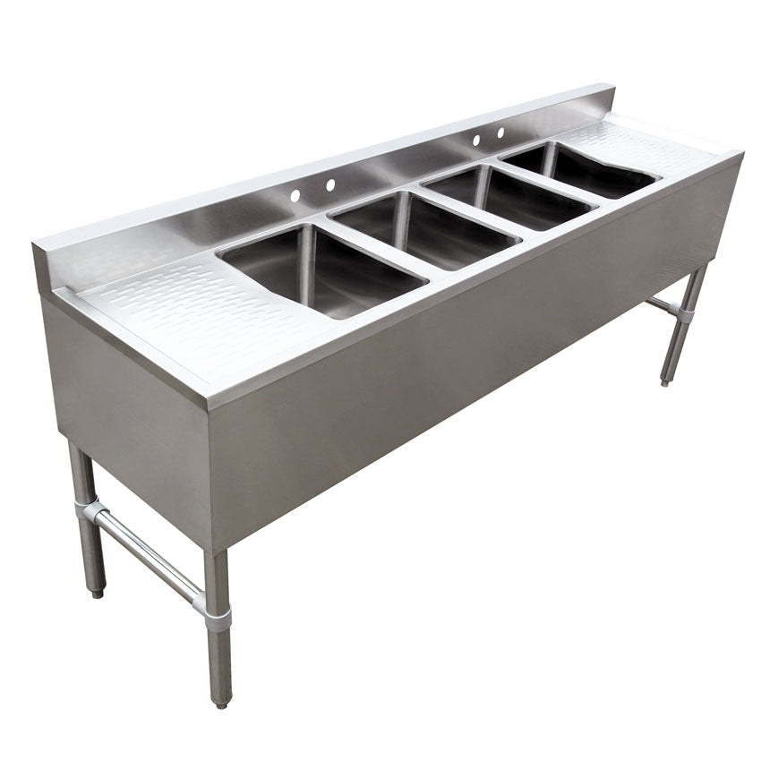 Omcan 4 Compartment Underbar Sink with Left and Right Drainboards