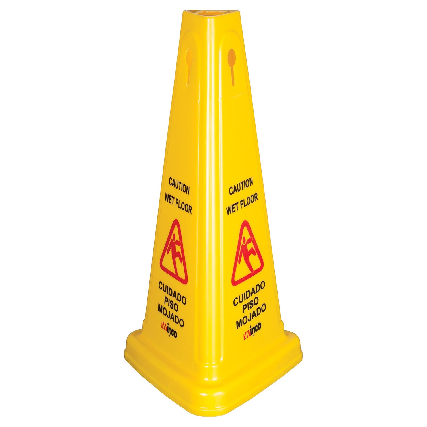 Winco WCS-27T - Wet Floor Caution Sign, Cone-shaped, Yellow