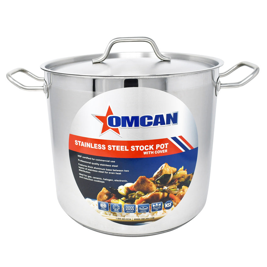Omcan 20 QT Stainless Steel Stock Pot with Cover