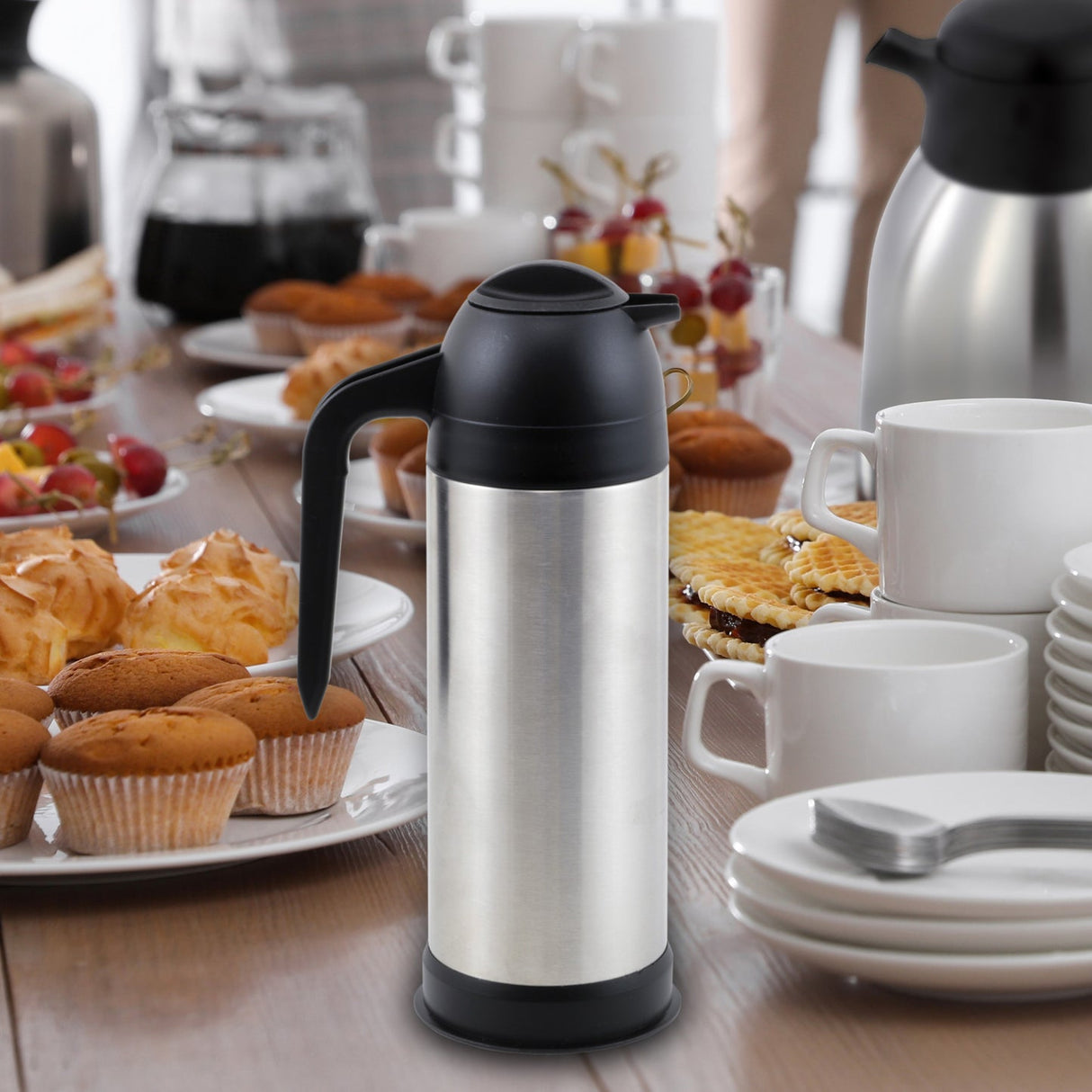 Winco VSS-33 - Vacuum Insulated Coffee/Cream Server, Stainless Steel - 33 oz