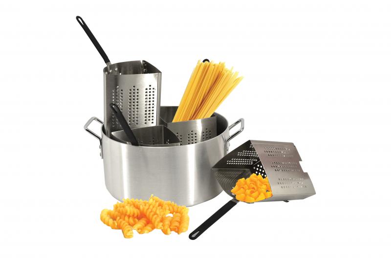 Omcan 40515 - 20 qt Aluminum Pasta Cooker Set with 4 Stainless Steel Inserts