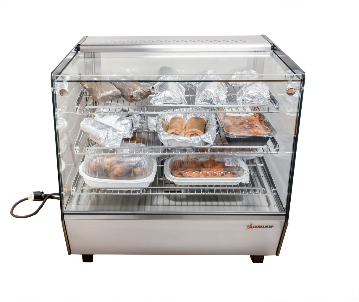 Omcan 27" Square Glass Countertop Display Warmer 4.25cu.ft. / 120L – 110V, 1650 W