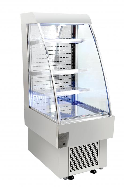 Omcan 24″ Grab-and-Go Open Refrigerated Floor Display Showcase, 230 L (8.12 cu.ft.), Silver – 110 V, 1.65 HP (1230 W)