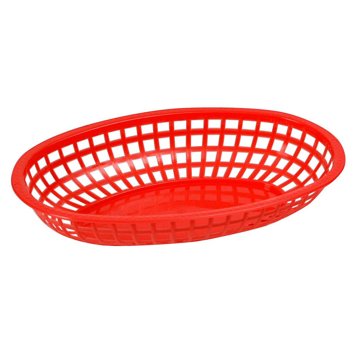 Winco POB-R - Oval Fast Food Basket, 10-1/4" x 6-3/4" x 2" - Red