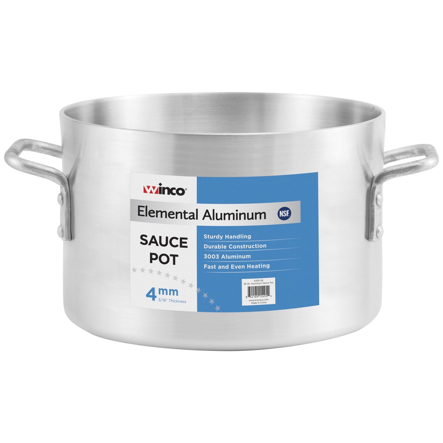 Winco ASSP-34 - Elemental Aluminum, 34 Qt Sauce Pot, 4mm