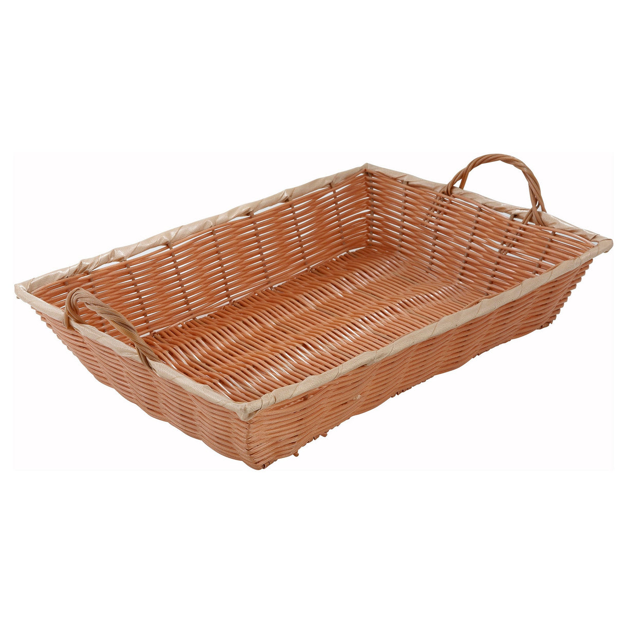 Winco PWBN-16B - Natural Woven Basket, Rectangular with Handles - 16" x 11" x 3"