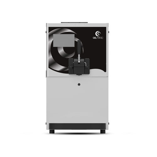 Soft serve machine creating creamy ice cream in a vibrant ice cream shop.