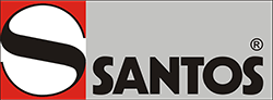 Santos Juicers logo with a focus on commercial juicers for cafes and restaurants.