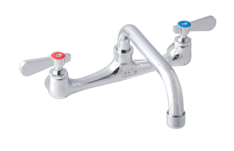 Stylish wall mount faucet in a modern kitchen setting, showcasing a sleek design and space-saving features.