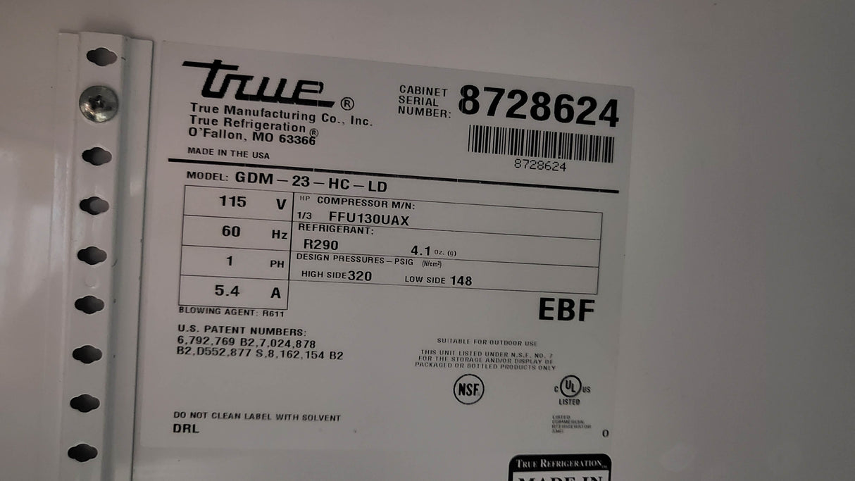 True GDM-23-HC-LD Glass Refrigerator