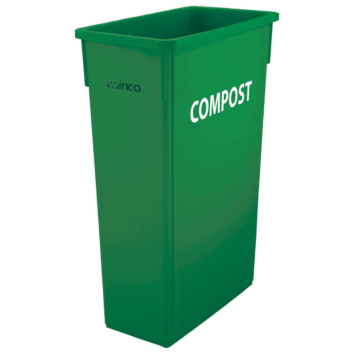 Winco PTC-23GRC - 23 Gallon Slender Trash Can, Green, COMPOST