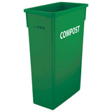 Winco PTC-23GRC - 23 Gallon Slender Trash Can, Green, COMPOST