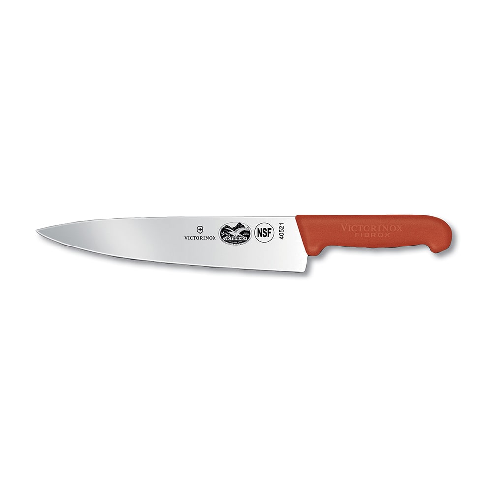 Victorinox Chef's Knife With 10" Blade, Red Fibrox Pro Handle