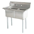 Omcan 43791 - 24" x 24" x 14" Two Tub Sink with 3.5" Center Drain and No Drainboard
