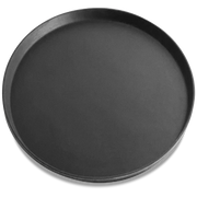 Omcan 16-inch Non-slip Black Round Fiberglass Service Tray