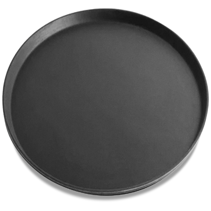 Omcan 16-inch Non-slip Black Round Fiberglass Service Tray