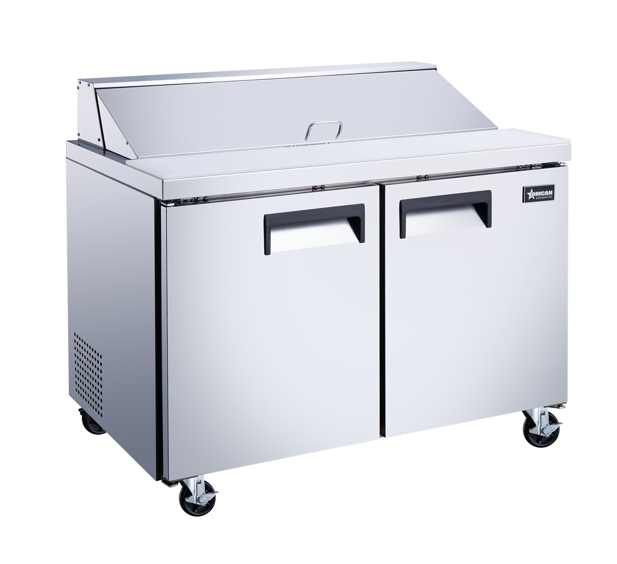 Omcan 50046 - 47" Two Door Refrigerated Prep Table, 9.5 cu.ft. (270 L), Stainless Steel