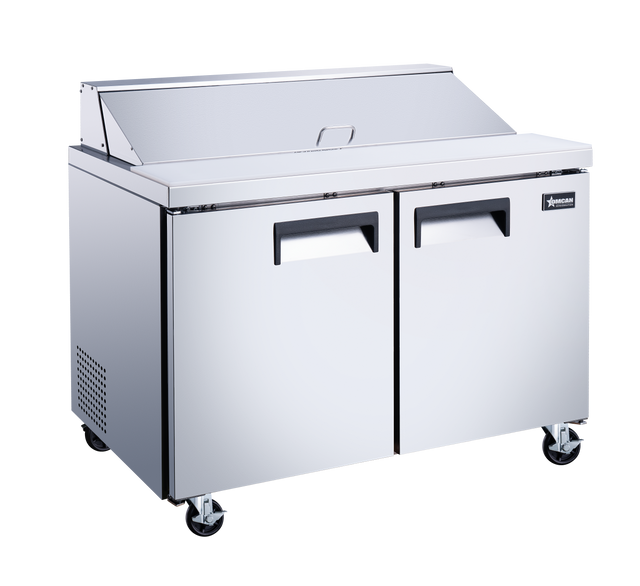 Omcan 50046 - 47" Two Door Refrigerated Prep Table, 9.5 cu.ft. (270 L), Stainless Steel