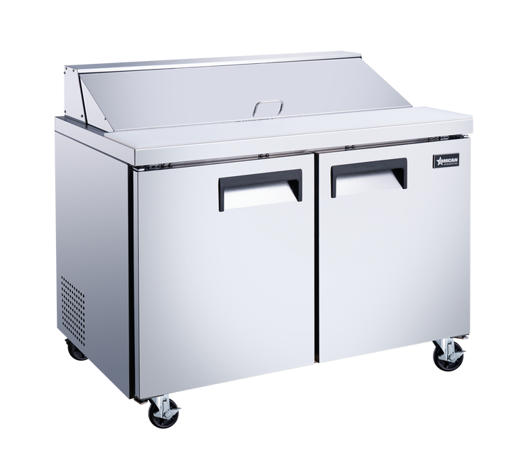 Omcan 50046 - 47" Two Door Refrigerated Prep Table, 9.5 cu.ft. (270 L), Stainless Steel