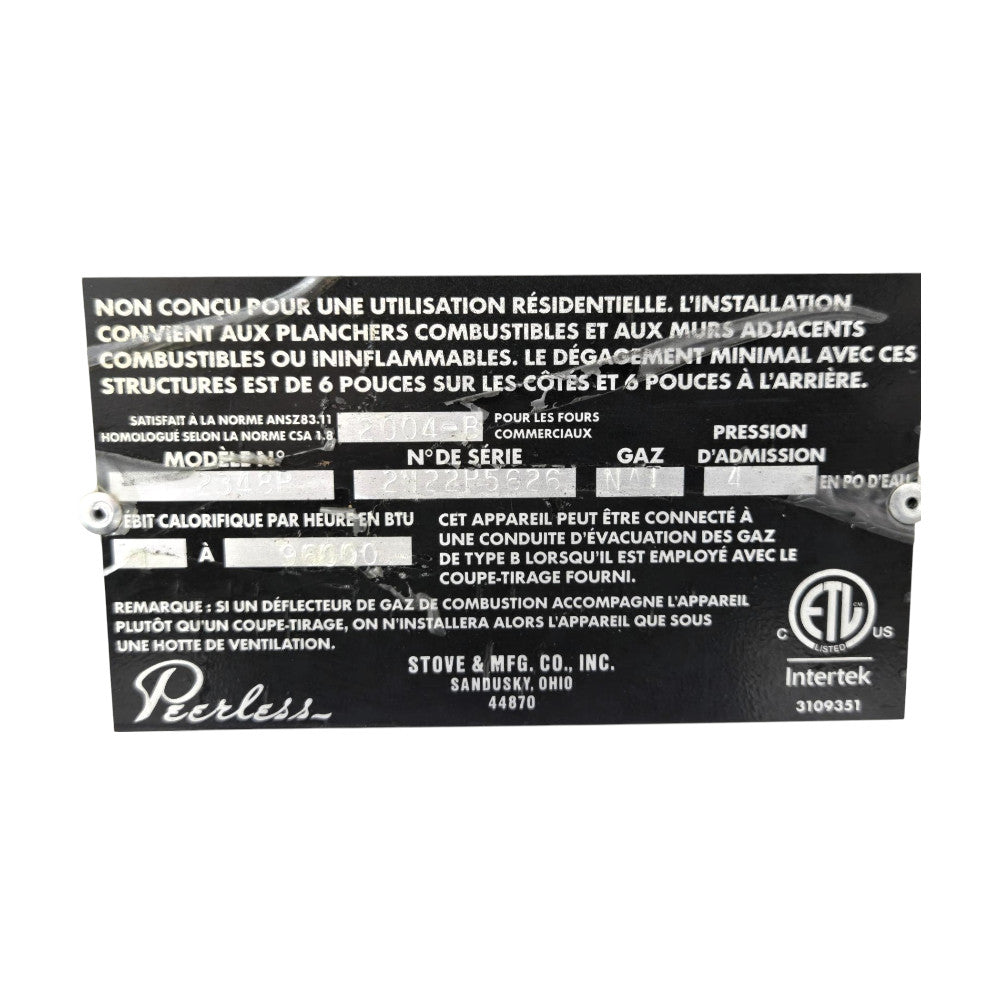 Peerless 2348P Pizza Oven with Casters - Natural Gas