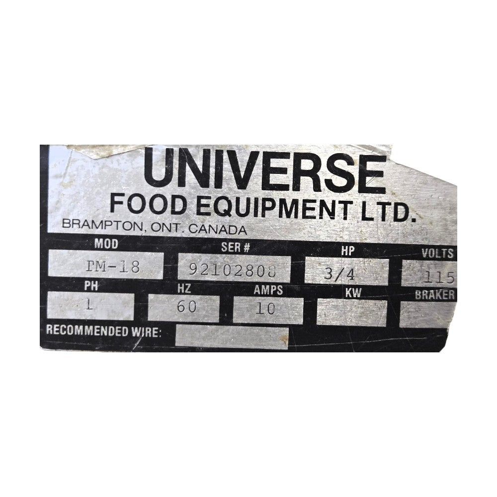 Universe TM-18 Dough Sheeter - Double Pass - 18 in