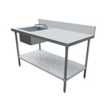 Omcan 44301 - 24" x 72" All Stainless Steel Table with Left Sink and 6" Backsplash