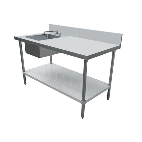 Omcan 44301 - 24" x 72" All Stainless Steel Table with Left Sink and 6" Backsplash