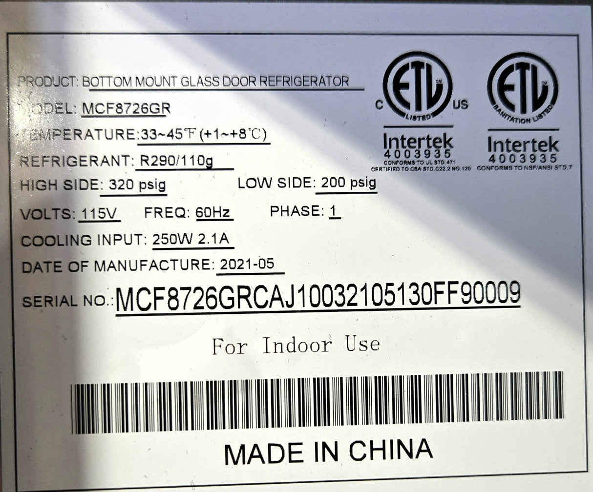 Atosa MCF8726GR  Refrigerator Merchandiser