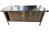 Omcan 24399 30in x 72in Knock-Down Worktable with Cabinet & 3in Overhangs