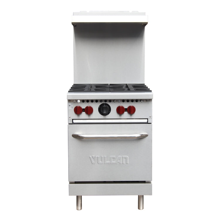 Vulcan SX Series Stainless Steel 24" Gas Range 4-28,000 BTU Burners and Space Saver Oven - SX24-4BN