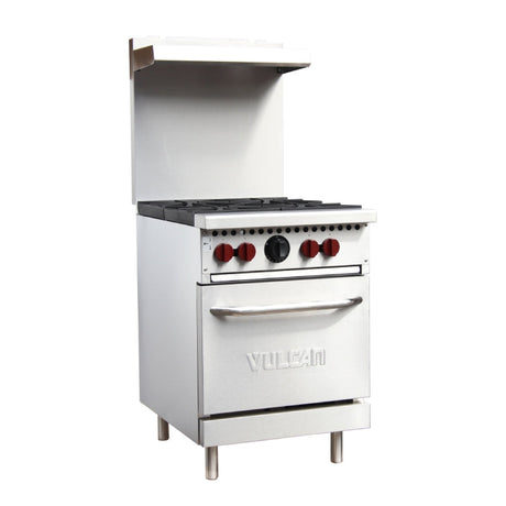 Vulcan SX Series Stainless Steel 24" Gas Range 4-28,000 BTU Burners and Space Saver Oven - SX24-4BN