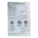 New Air NPT-029-SA 1 Door Sandwich Prep Refrigerator