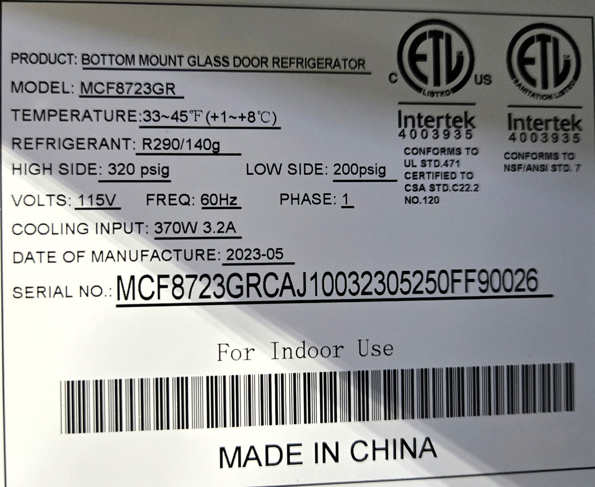 Atosa MCF8723GR Two-Section Refrigerator