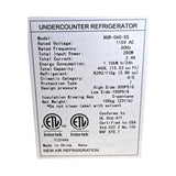 New Air NUR-060-SS Undercounter Refrigerator- Cosmetic Damage