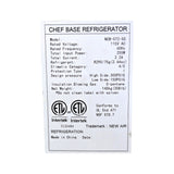 New Air NCB-072-SS Refrigerated Chef Base
