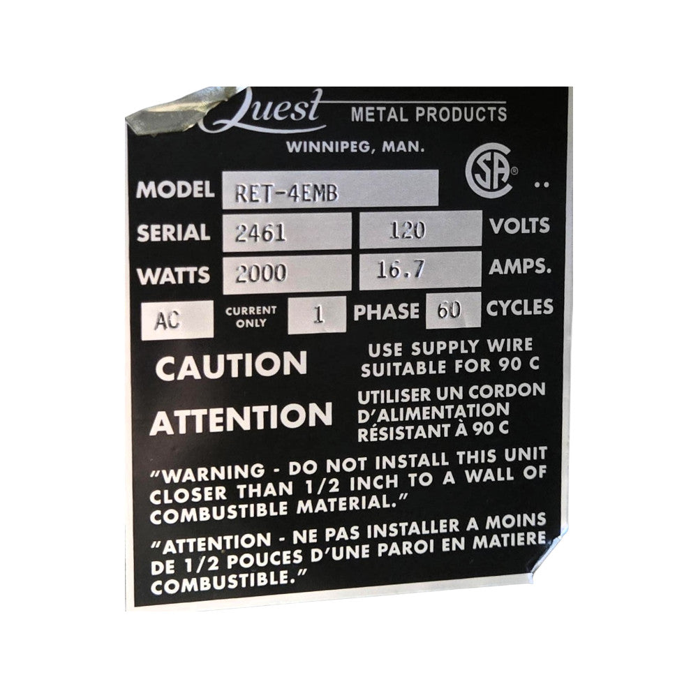 Quest RET-4EMB 4 Well Steam Table