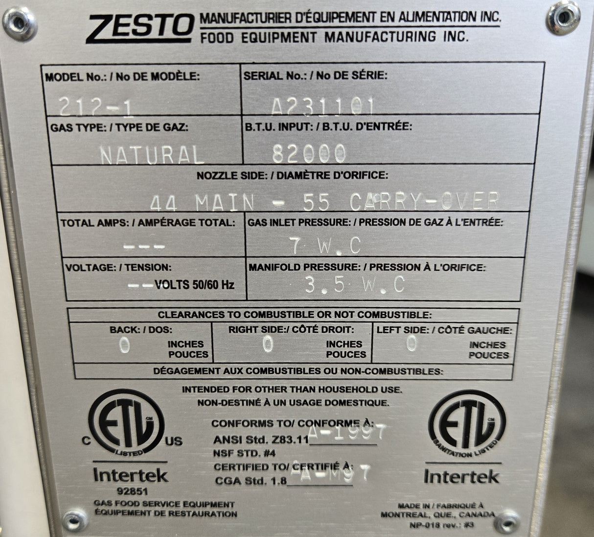 Zesto Single Deck Oven - Natural Gas