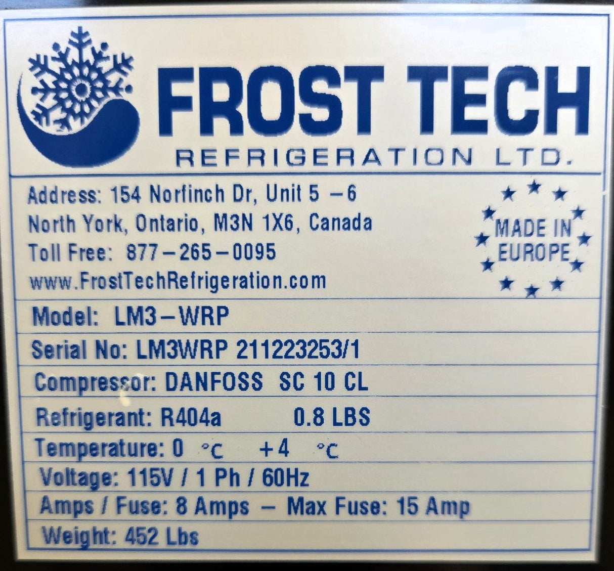 Frost Tech LM3-WRP Refrigerated Bakery Display Case