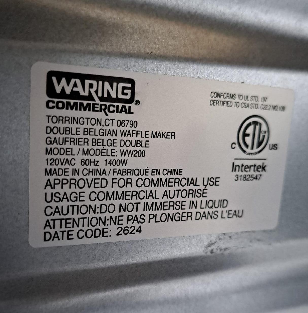 Waring WW200 Waffle Iron
