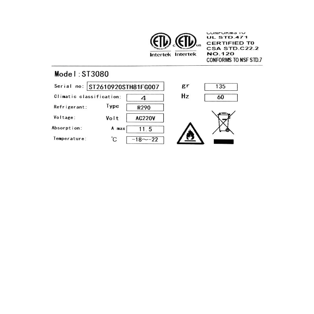 Chef ST3080 Freezer - 3 Door - Cosmetic Damage