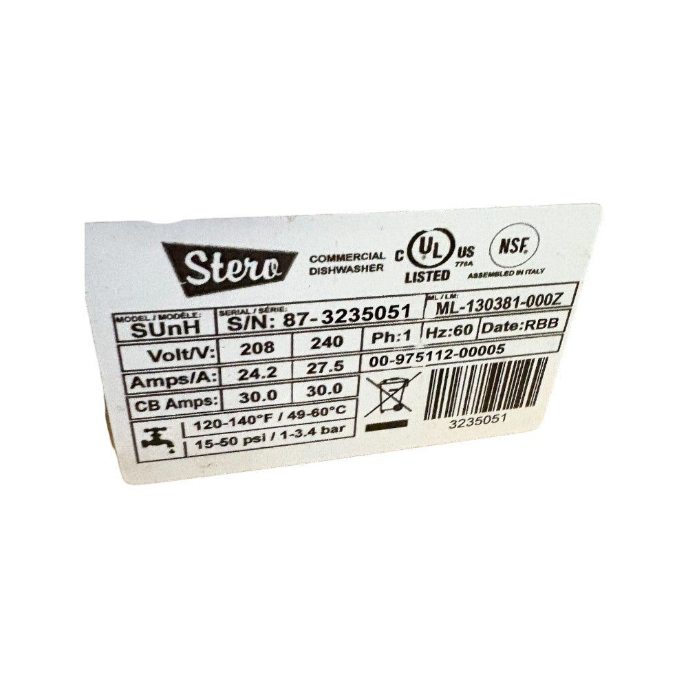 Stero SUNH Undercounter Dishwasher